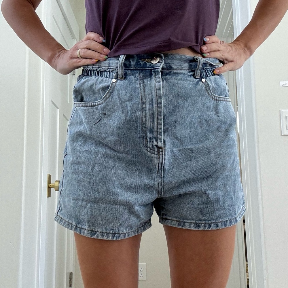 Denim Ruched Insane Gene Shorts Size Medium